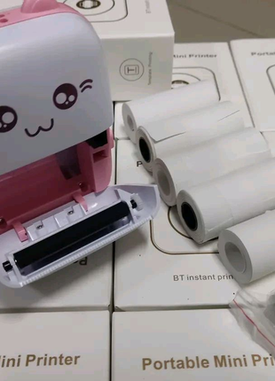 Портативный мини принтер 1 рулонов Mini Printer термопринтер карм