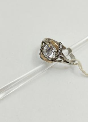 Женское Серебряное кольцо с золотыми пластинами