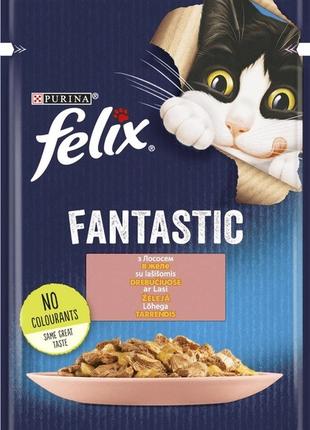 Влажный корм для котов Purina Felix Fantastic с лососем в желе...