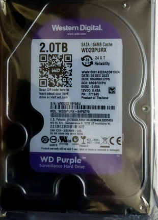 Жорсткий диск 3.5" SATA 2TB WD Purple (WD20PURX)