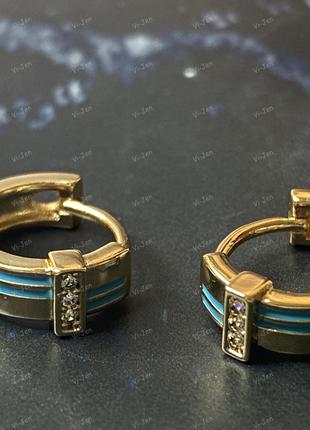 Женские серьги-кольца (конго) Xuping позолоченные 18К с камням...