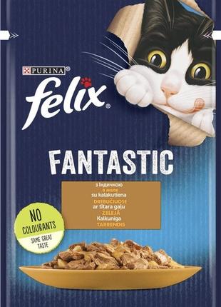 Влажный корм для котов Purina Felix Fantastic с индейкой в жел...