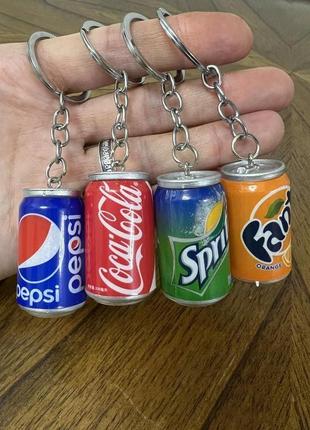 Брелок Cola, Fanta, Sprite, Pepsi.