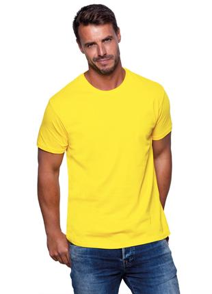 Мужская футболка JHK, Regular, желтая, размер XL, хлопок, круг...