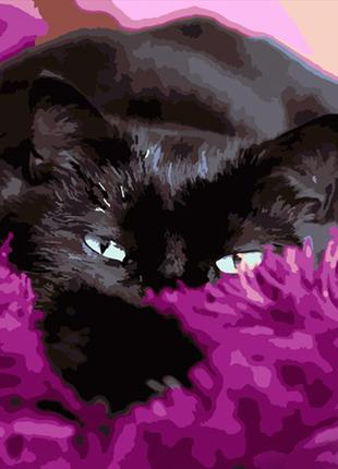 Картина по номерам Strateg Черная кошка в одеяле 40x50 см HH05...