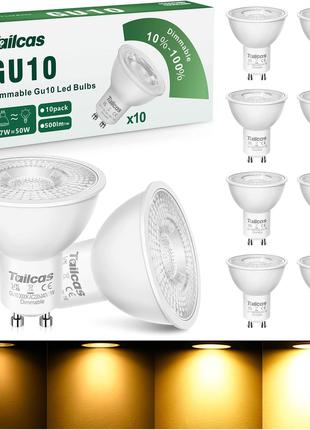 Светодиодные лампы Tailcas GU10, теплая белая лампочка 3000K с...
