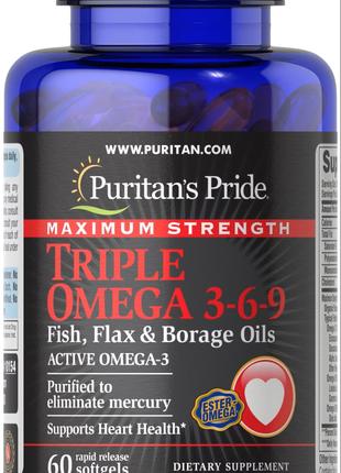 Maximum Strength Triple Omega 3-6-9 Fish, Flax & Borage Oils 6...