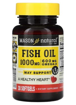 Жирные кислоты Mason Natural Fish Oil 1000 mg Omega 600 mg, 30...
