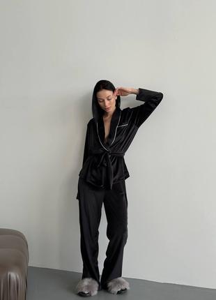 Женская пижама двойка плюш велюр цвет черный р.42/44 452516