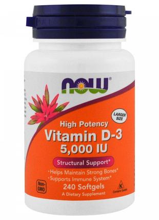 Витамин D-3 Now Vitamin D-3 5000 IU 240 softgels