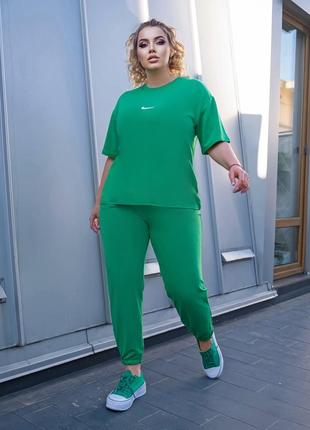 Женский спортивный костюм с футболкой цвет зеленый р.42/44 452653