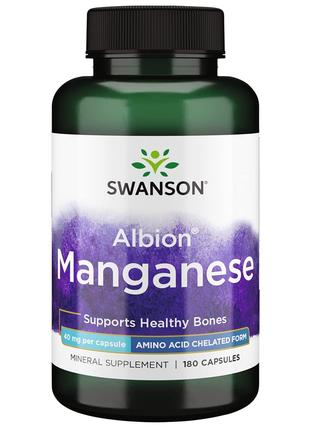 Марганец Swanson Albion Manganese, 40 mg, 180 Capsules