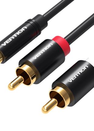 Кабель Vention 3.5mm Female to 2RCA Male Audio Cable 1M Black ...