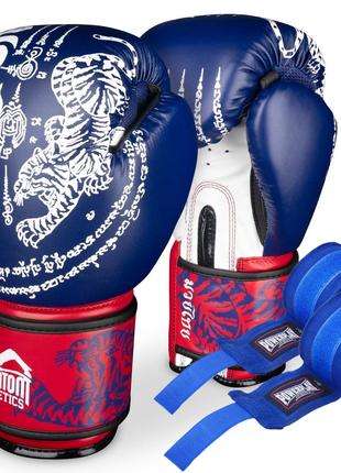 Боксерские перчатки Phantom Muay Thai Blue 12 унций (капа в по...