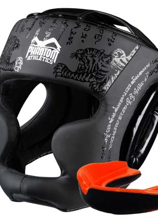 Боксерский шлем Phantom Muay Thai Full Face Black (капа в пода...