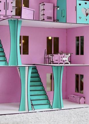 Кукольный домик с мебелью розовый 66х52х26 см Код/Артикул 176 ...