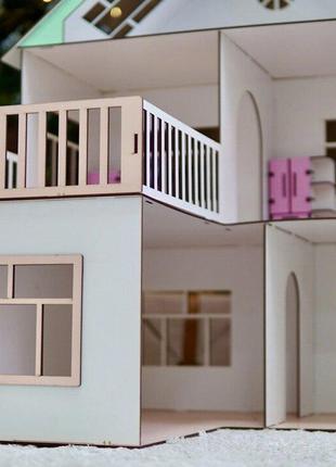 Кукольный домик с мебелью бело-бирюзовый 75х60х60 см Код/Артик...