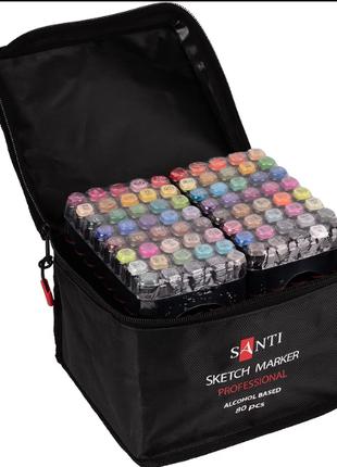 Набір маркерів "SANTI" 390780 спиртові, у сумці, 80 шт, шт