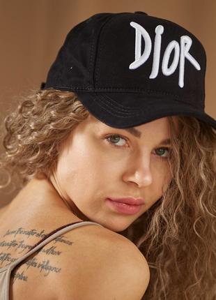 Летняя кепка Dior бейсболка Диор унисекс с нашивкой черная (НD...
