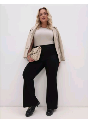 Жіночі брюки кльош великі розміри чорний 56-58