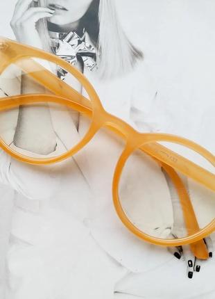Уценка Круглые имиджевые очки с прозрачной линзой Желтый (8914-0)