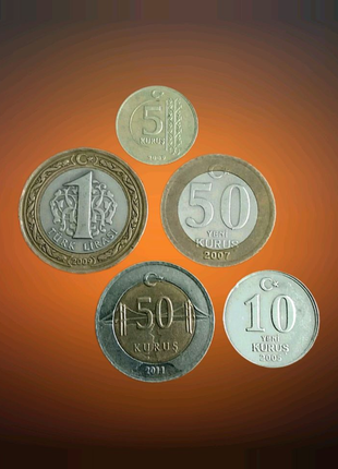 Монеты Турции   набор 5 монет