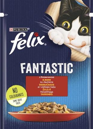 Вологий корм для котів Purina Felix Fantastic з яловичиною у ж...