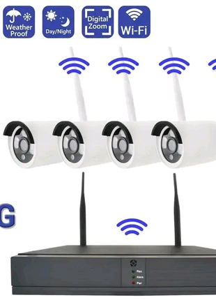 Комплект Wi-fi IP відео спостереження 4 камери DVR 5G відеореєстр