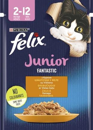 Влажный корм для котят Purina Felix Junior Fantastic с курицей...