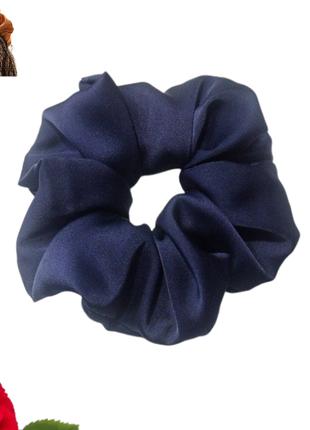 Об’ємна шовкова резинка 13 см Maxi Fashion колір Темно Синій