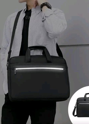 Сумка-чохол портфель для ноутбука чорний з кріпленням на валізу