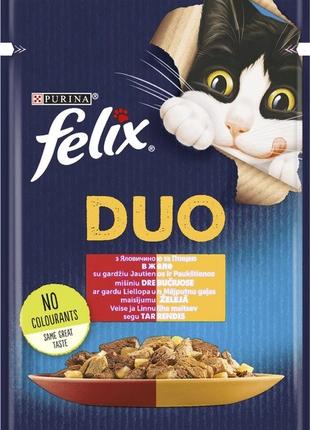 Влажный корм для котов Purina Felix Duo с говядиной и птицей к...