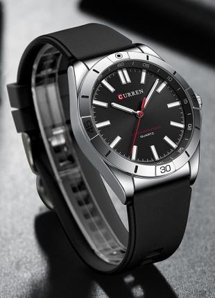 Мужские кварцевые наручные часы Curren 8449 Silver-Black