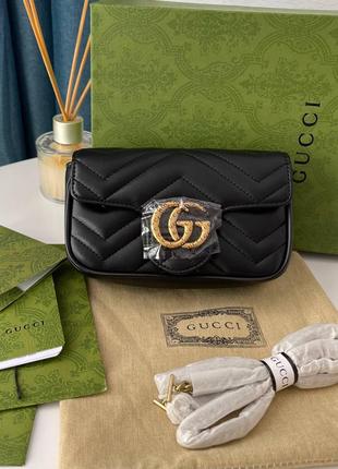 Женская сумка Gucci Mormont GG Black mini