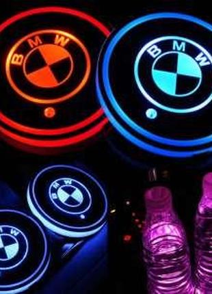 Подсветка подстаканника RGB в авто с логотипом автомобиля BMW ...