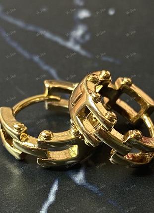 Женские серьги-конго Xuping (кольца) позолота 18К цепочка