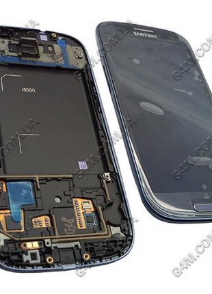 Дисплей Samsung i9300 Galaxy S3 синий с тачскрином и рамкой (О...