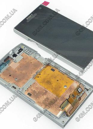 Дисплей Sony LT26i Xperia S с тачскрином и рамкой, белый (Ориг...