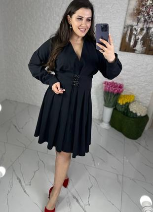 Женское платье с корсетом цвет черный р.42/44 452816