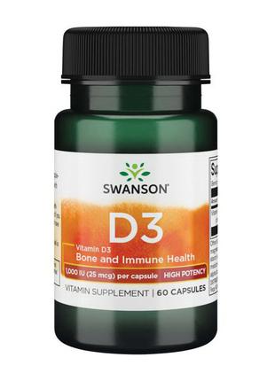 Витамин D3 Swanson Vitamin D3 1000 IU (25 mcg) 60 caps
