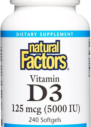 Витамин D3 Natural Factors Vitamin D3 125 mcg 5000 IU 240 Soft...