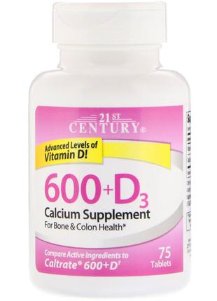 21st Century Кальций и витамин Д3 600+D3, Calcium Supplement 7...