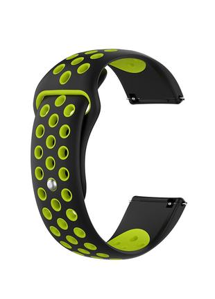 Ремешок для часов 22 мм Nike design черный с зеленым (с кнопкой)