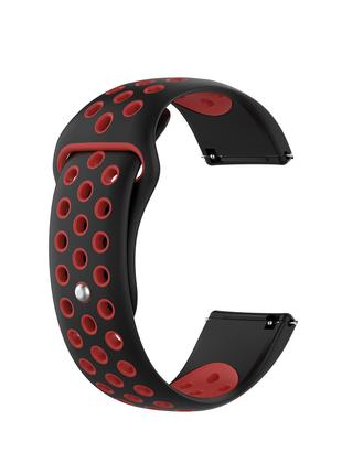 Ремешок для часов 22 мм Nike design черный с красным (с кнопкой)