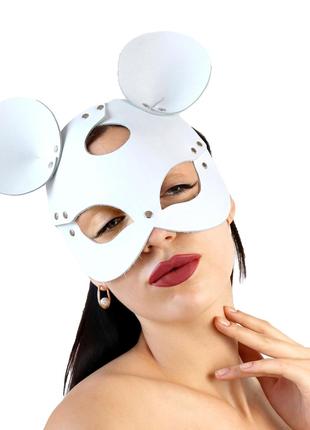 Шкіряна маска зайчика Art of Sex - Mouse Mask, колір Білий