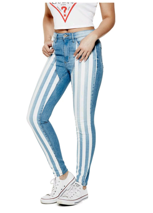 Базовые скинни слим зауженные джинсы в полоску guess