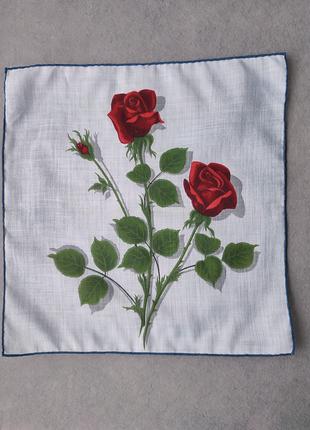 Вінтажна батистова носова хустка хусточка з принтом троянд