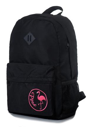 Городской повседневный женский рюкзак черного цвета с розовой ...