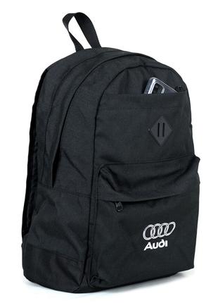 Молодежный современный вместительный рюкзак черного цвета с ри...