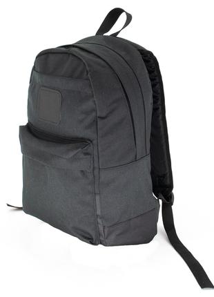 Однотонный текстильный молодежный рюкзак черного цвета водонеп...